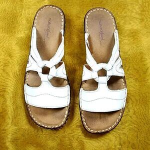 Sale Natural Soul By Sandals Leather White  Black Women Shoes Size 10